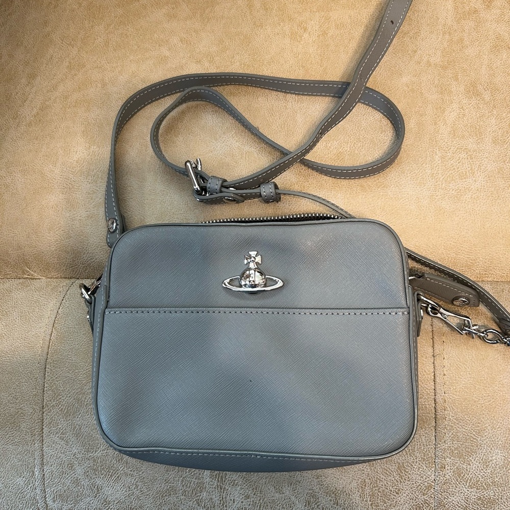 Gray Crossbody Bag with Logo